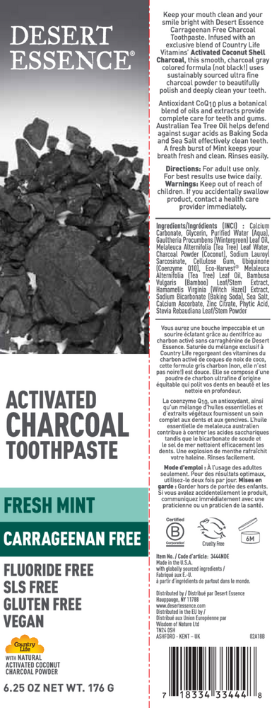 Activated Charcoal Carrageenan Free Toot
