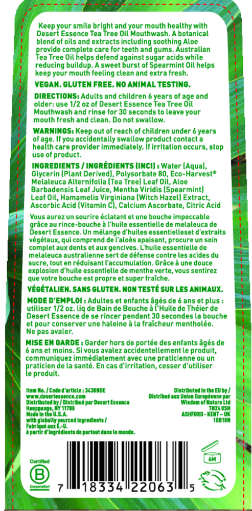 Tea Tree Oil Mouthwash w/ Spearmint