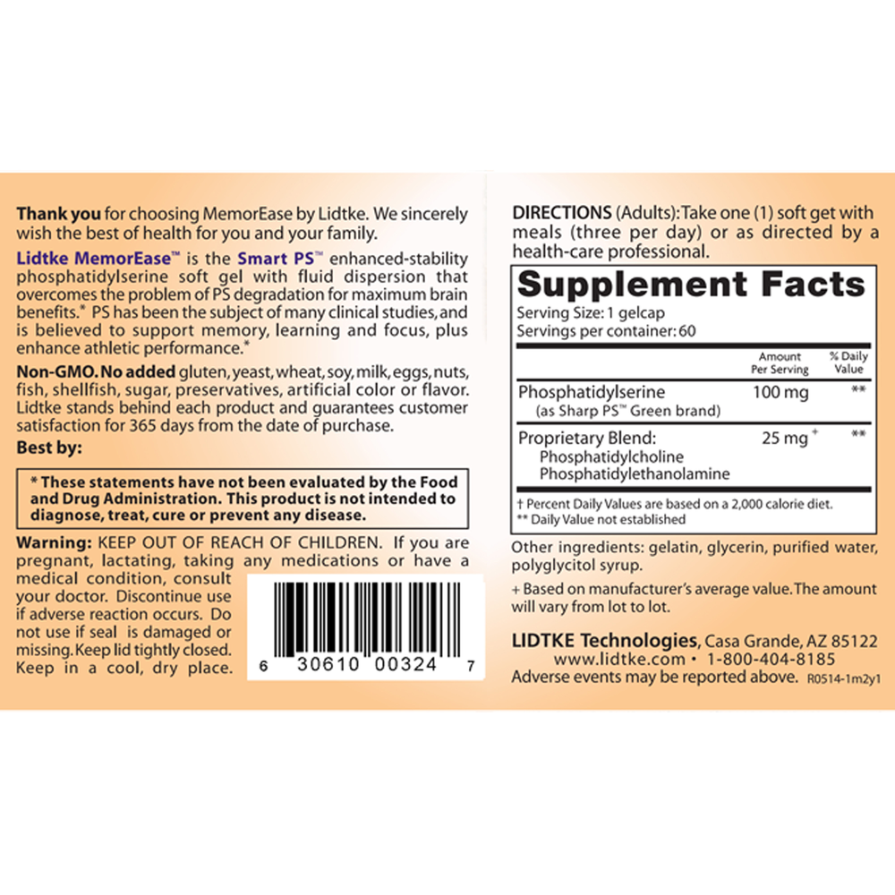 MemorEase(Phosphatidylserine)100mg