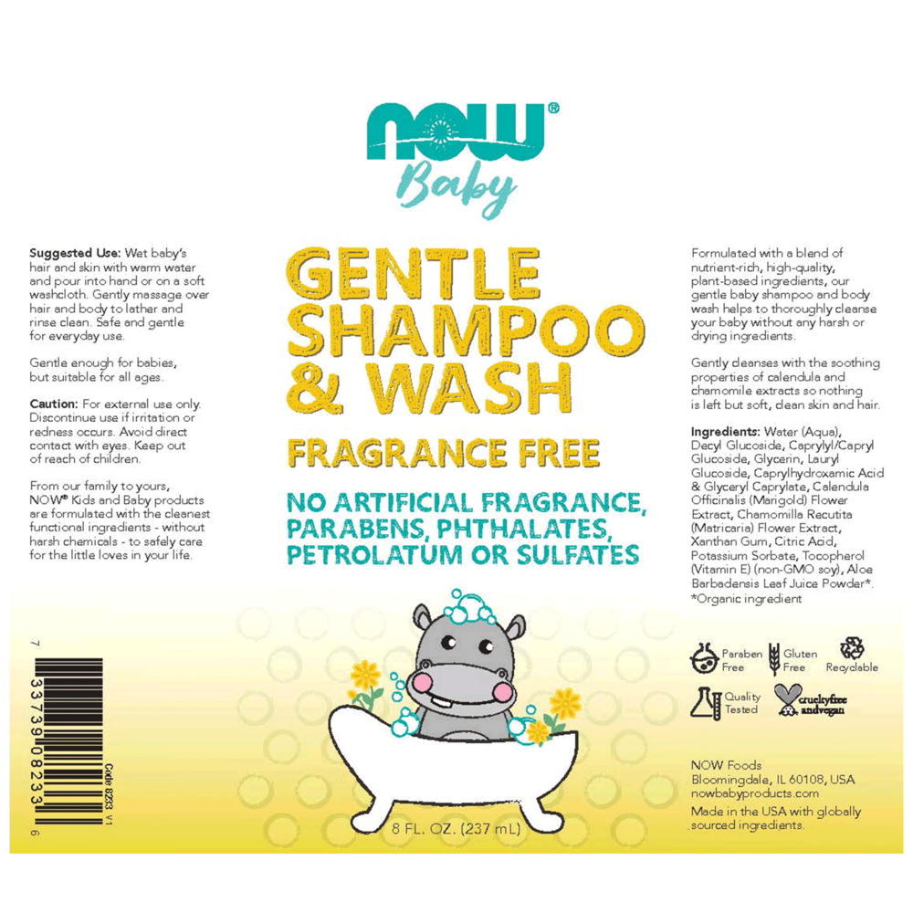 Gentle Baby Shampoo & Wash, Fragrance Free