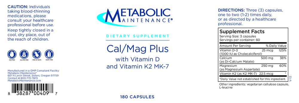Cal/Mag Plus w/ Vit D and K-2