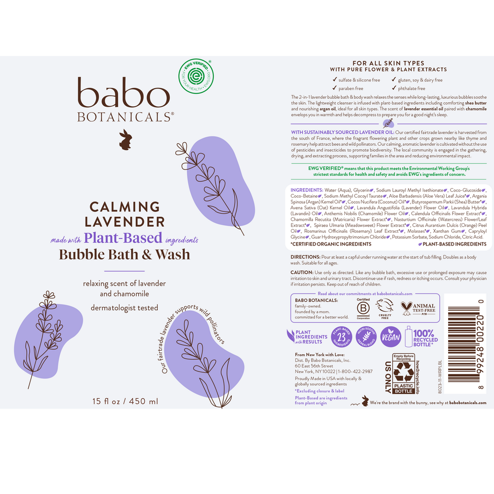 Calming Lavender Bubble Bath & Wash