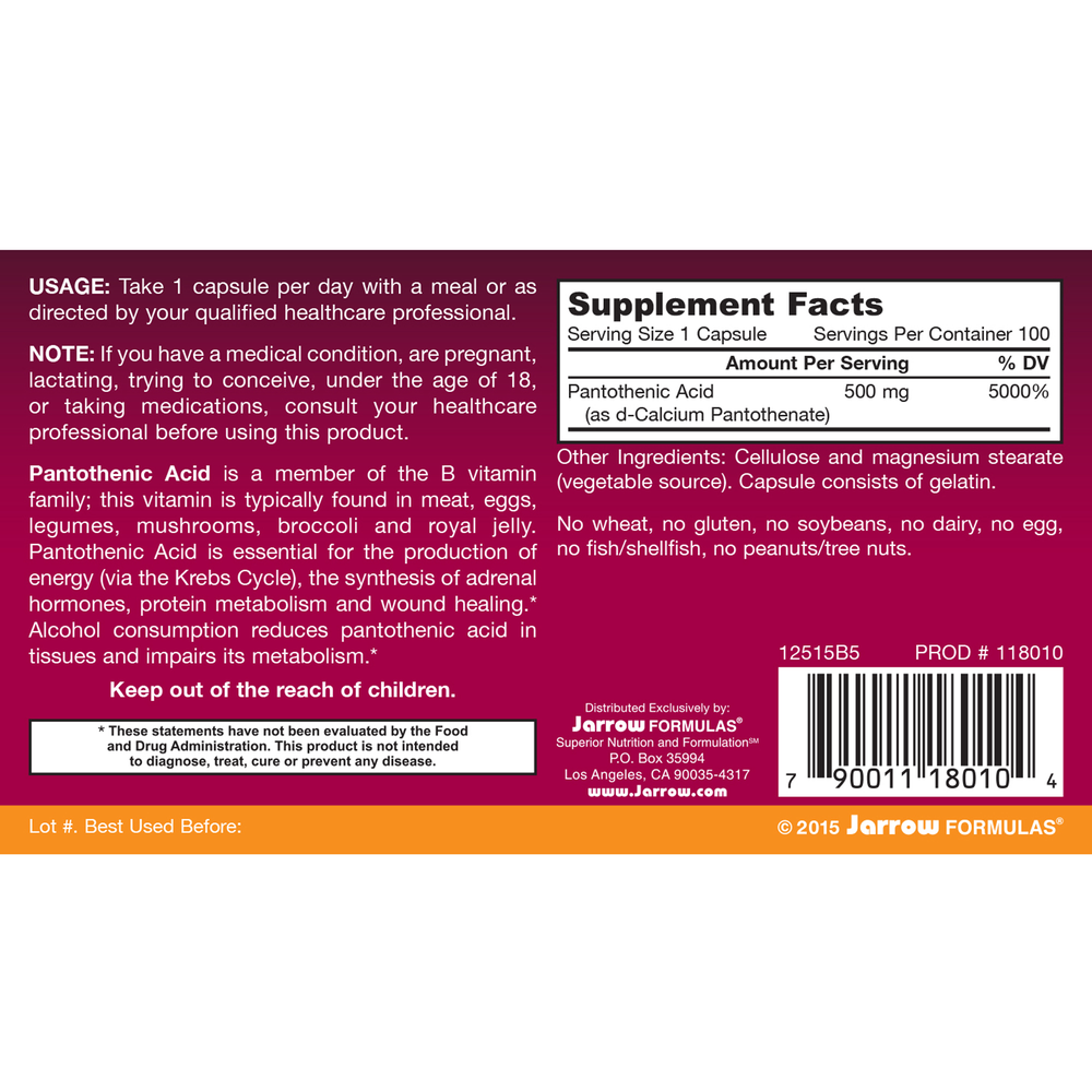 Pantothenic Acid 500mg