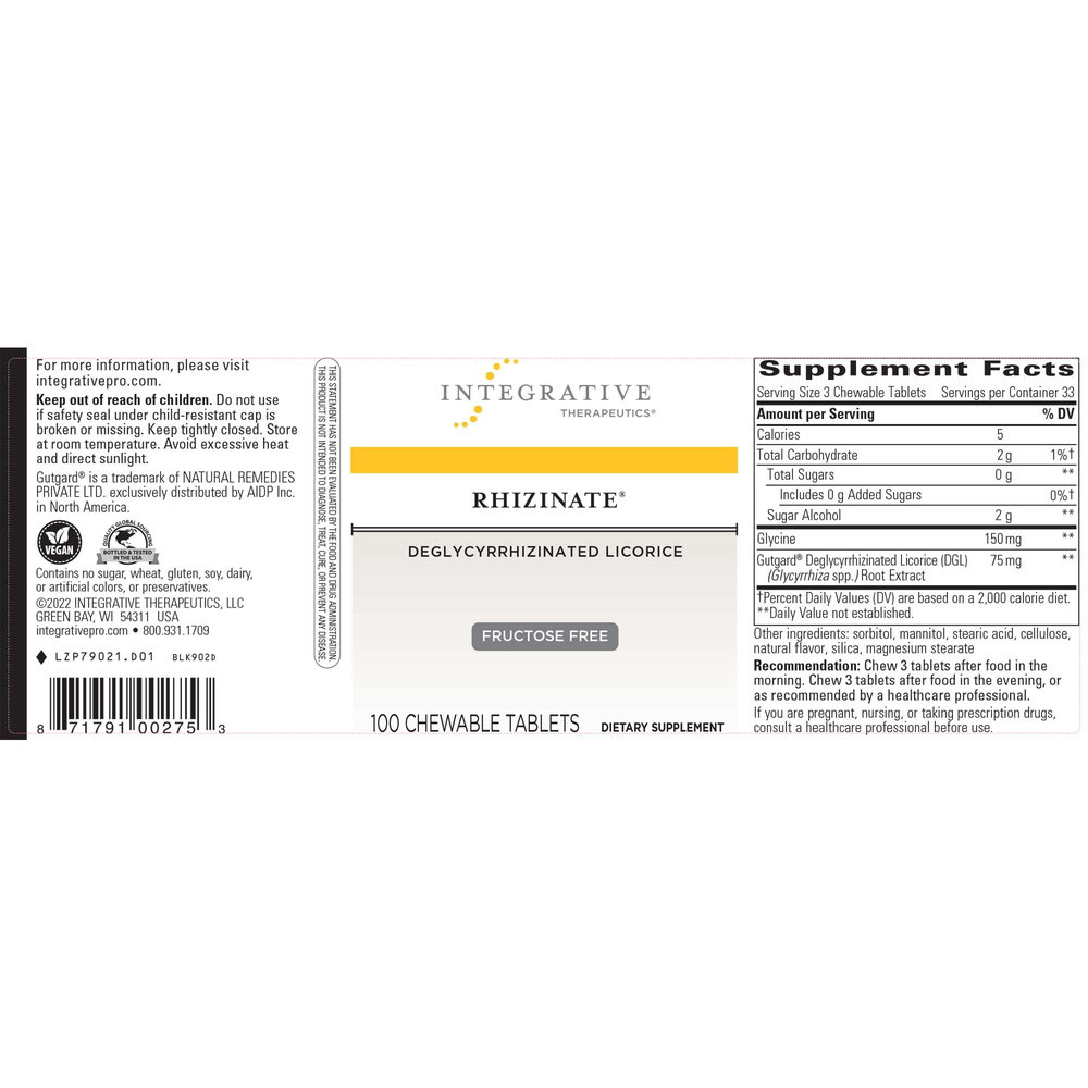 Rhizinate Fructose Free Chewable