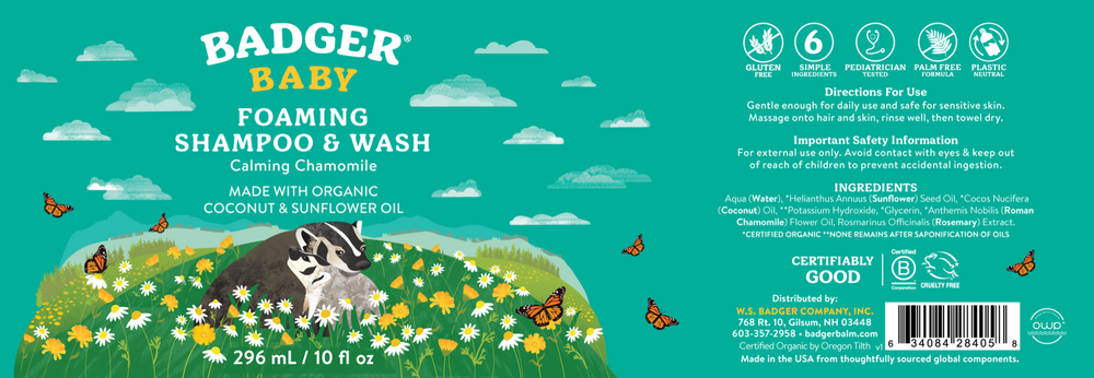 Baby Foaming Shampoo & Wash, Calming Chamomile