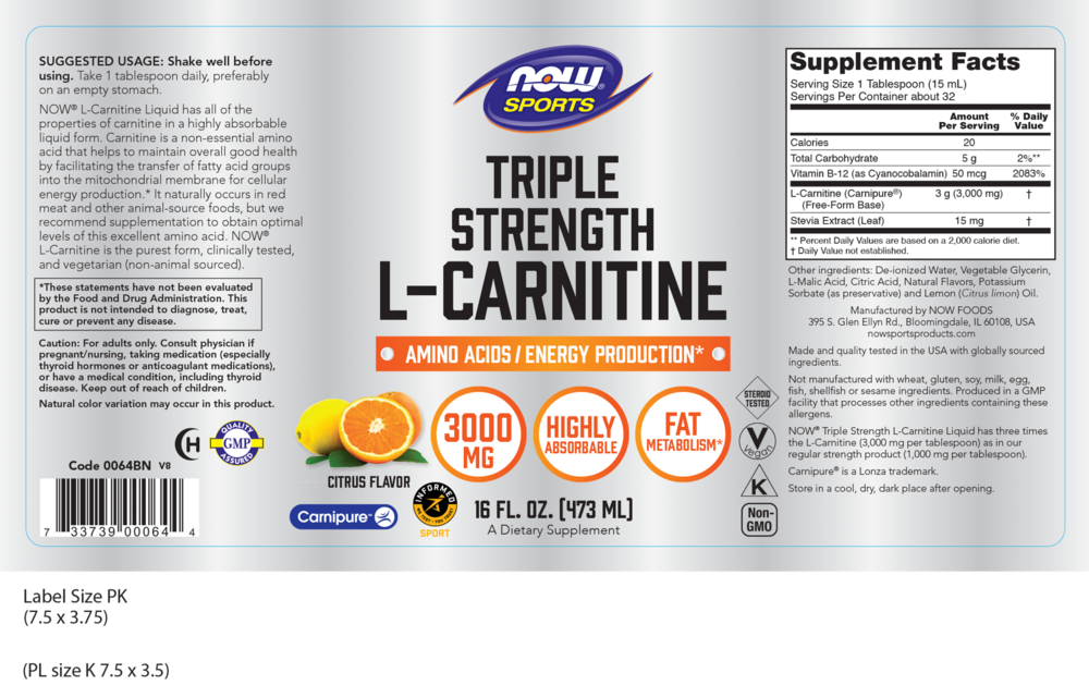 L-Carnitine Liquid 3000mg Citrus Flavor