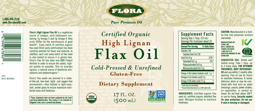 High Lignan Flax Oil Certified Organic
