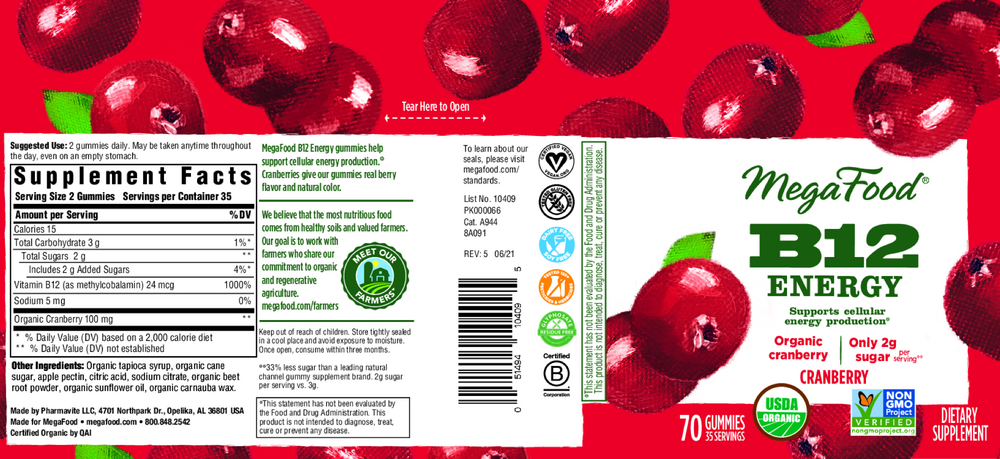 B12 Energy Gummies, Cranberry