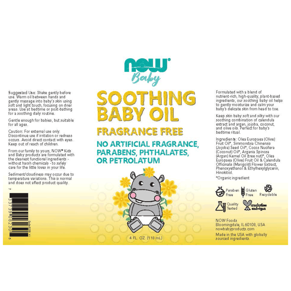 Soothing Baby Oil, Fragrance Free