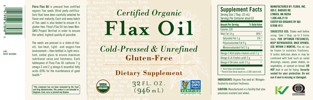 Flax Oil Certified Organic