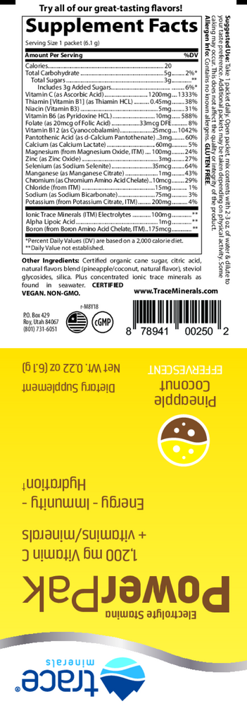 Electrolyte Stamina Power Pak-NonGMO Pineapple Coconut