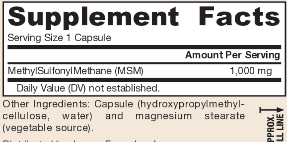 MSM Sulfur 1000mg