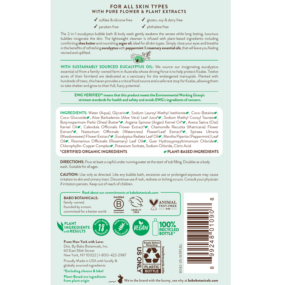 Eucalyptus Remedy Shampoo, Bubble Bath &