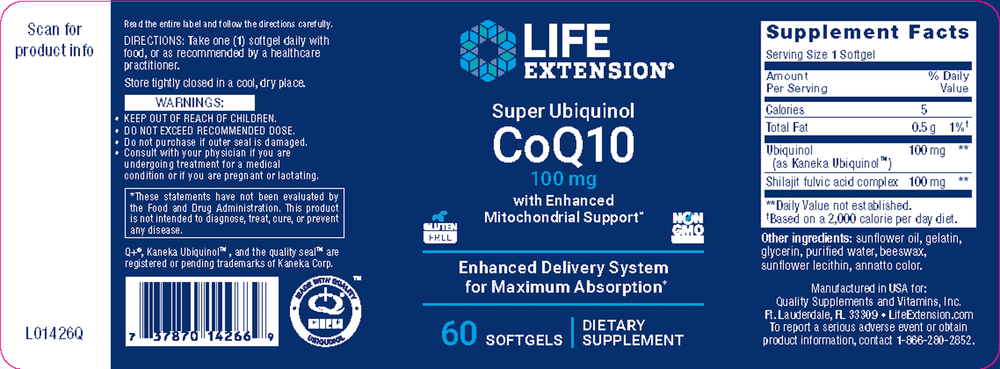 Super Ubiquinol CoQ10 w/Enhanced Mitochondrial 100mg