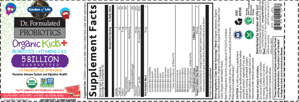 Dr. Formulated Probiotics Organic Kids+, Berry Cherry