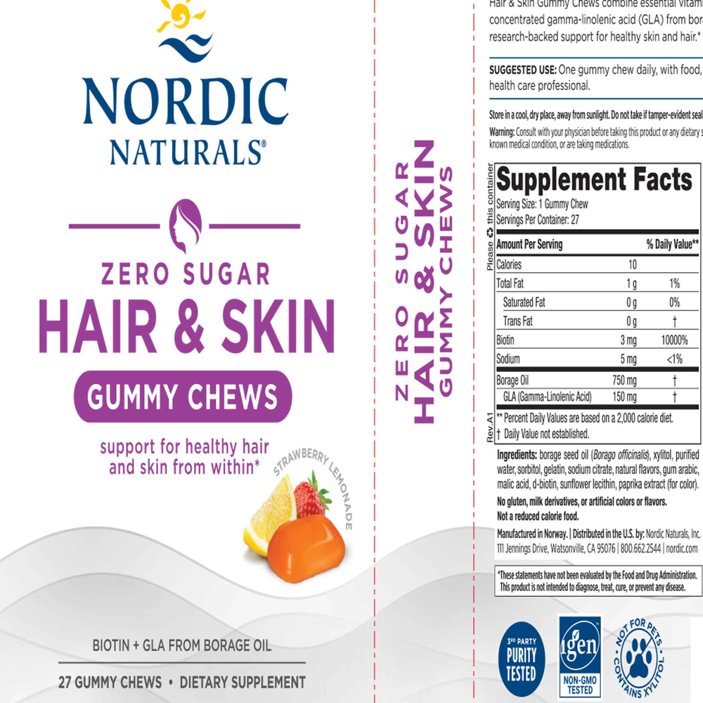 Zero Sugar Hair & Skin Gummy Chews