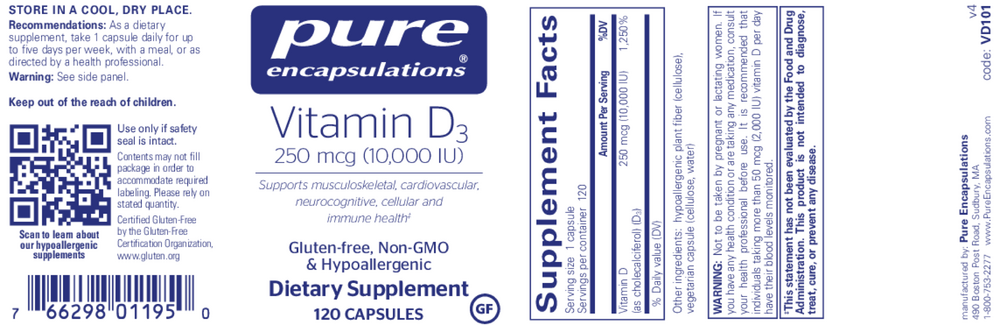 Vitamin D3  250mcg (10,000IU)
