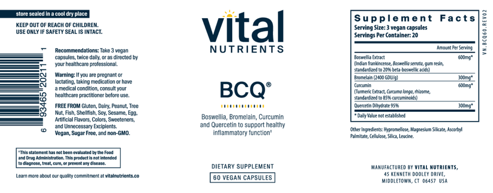 BCQ: Bromelain, Curcumin and Quercetin (California Only)