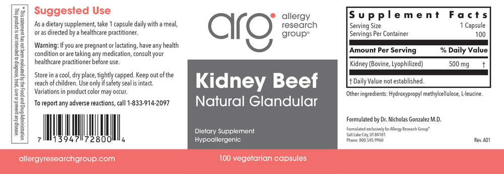 Kidney Beef Natural Glandular