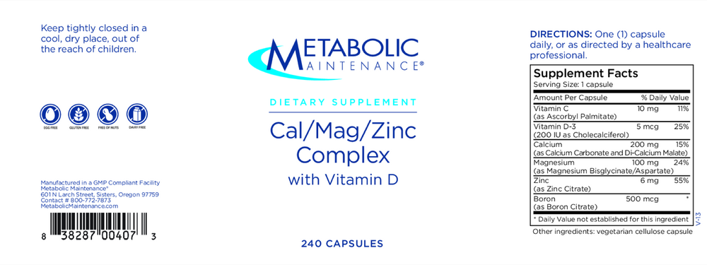 Cal/Mag/Zinc Complex with Vitamin D
