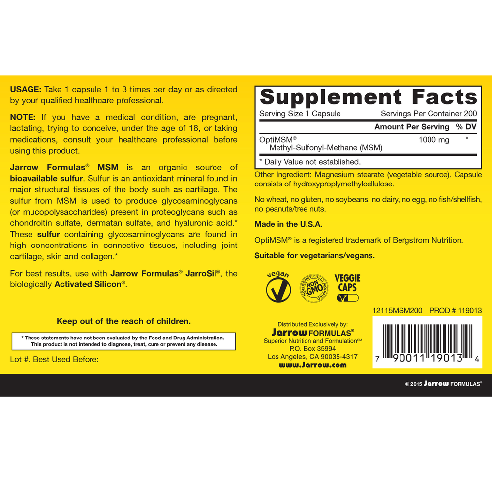 MSM Sulfur 1000mg
