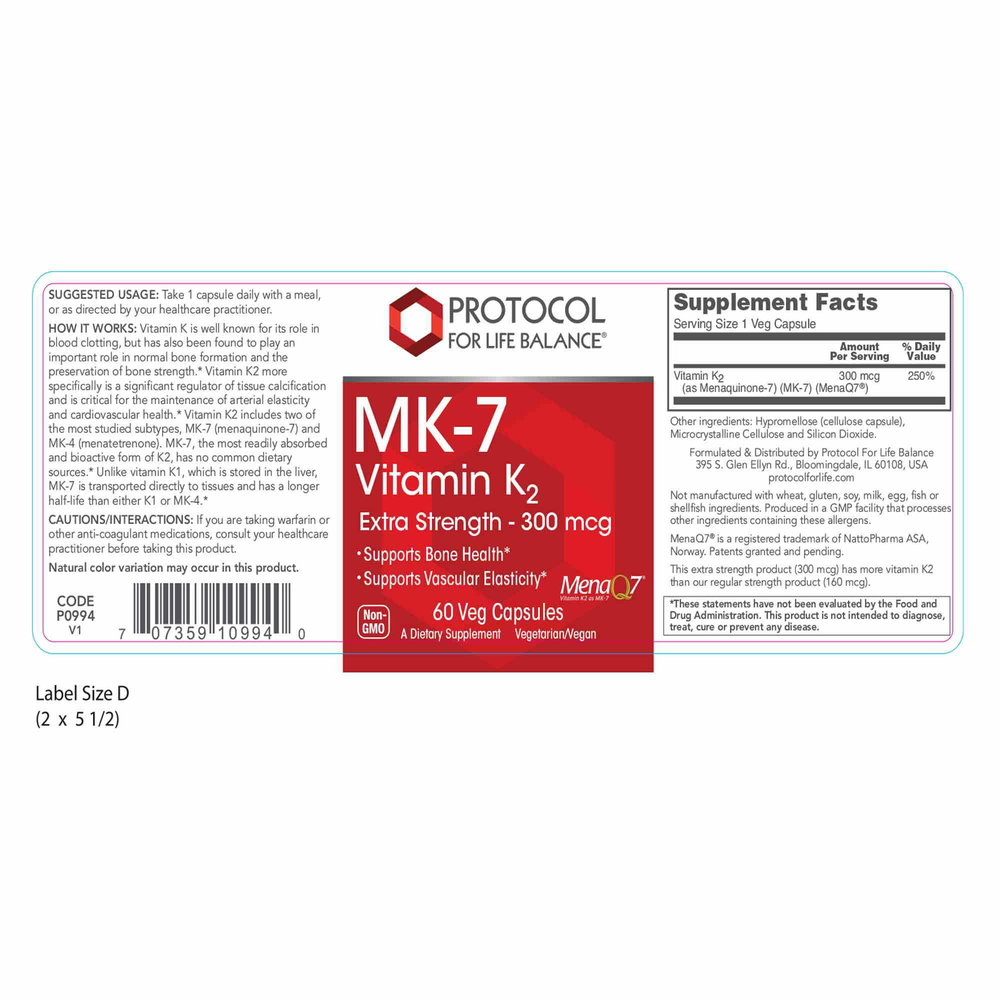 Vitamin K2 (MK-7) 300 mcg