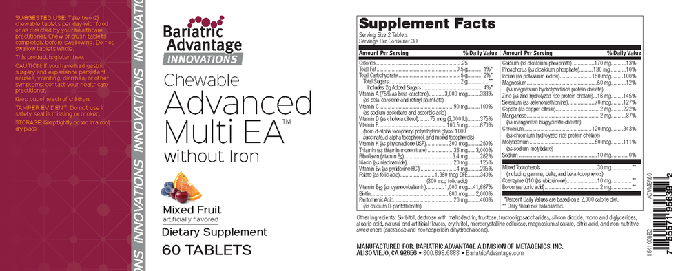 Chewable Advanced Multi EA without Iron Mixed Fruit