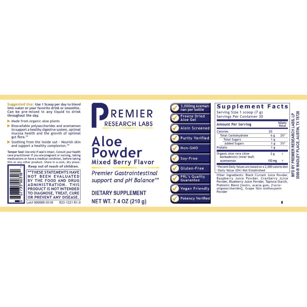 Premier Aloe Powder, Mixed Berry Flavor