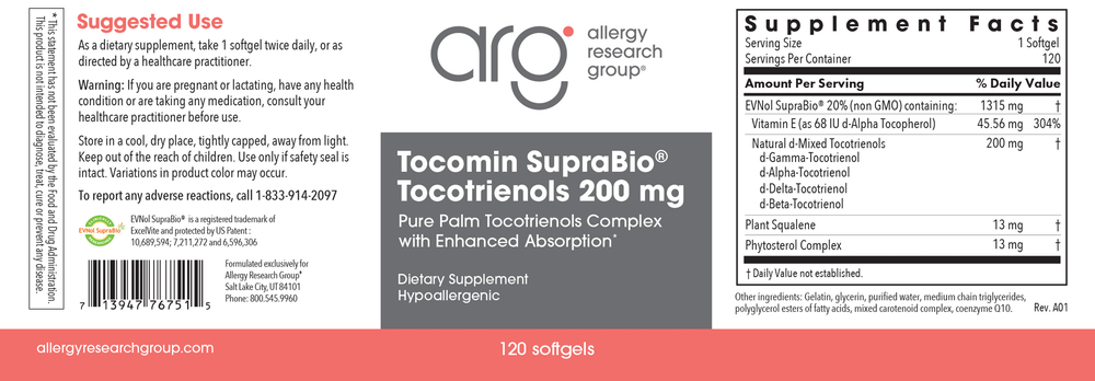 Tocomin SupraBio Tocotrienols 200mg
