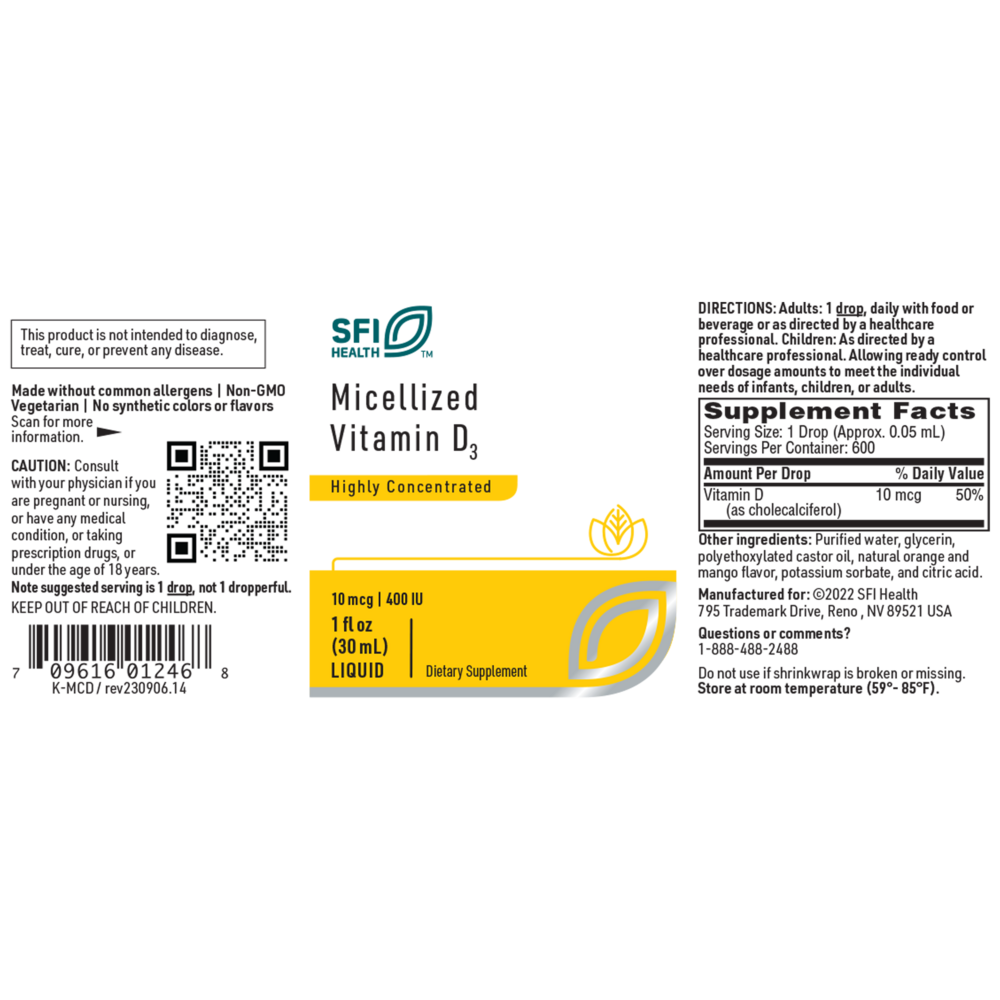 Micellized Vitamin D3 Liquid (10mcg)
