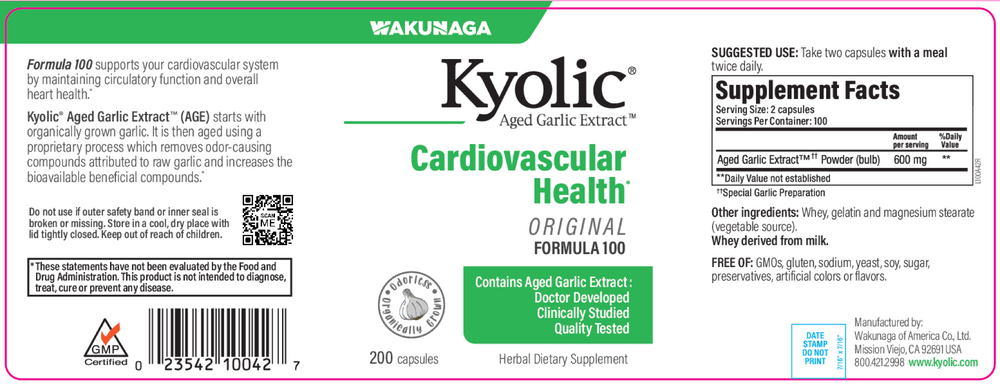 Kyolic Aged Garlic Extract Cardiovascular Formula 100