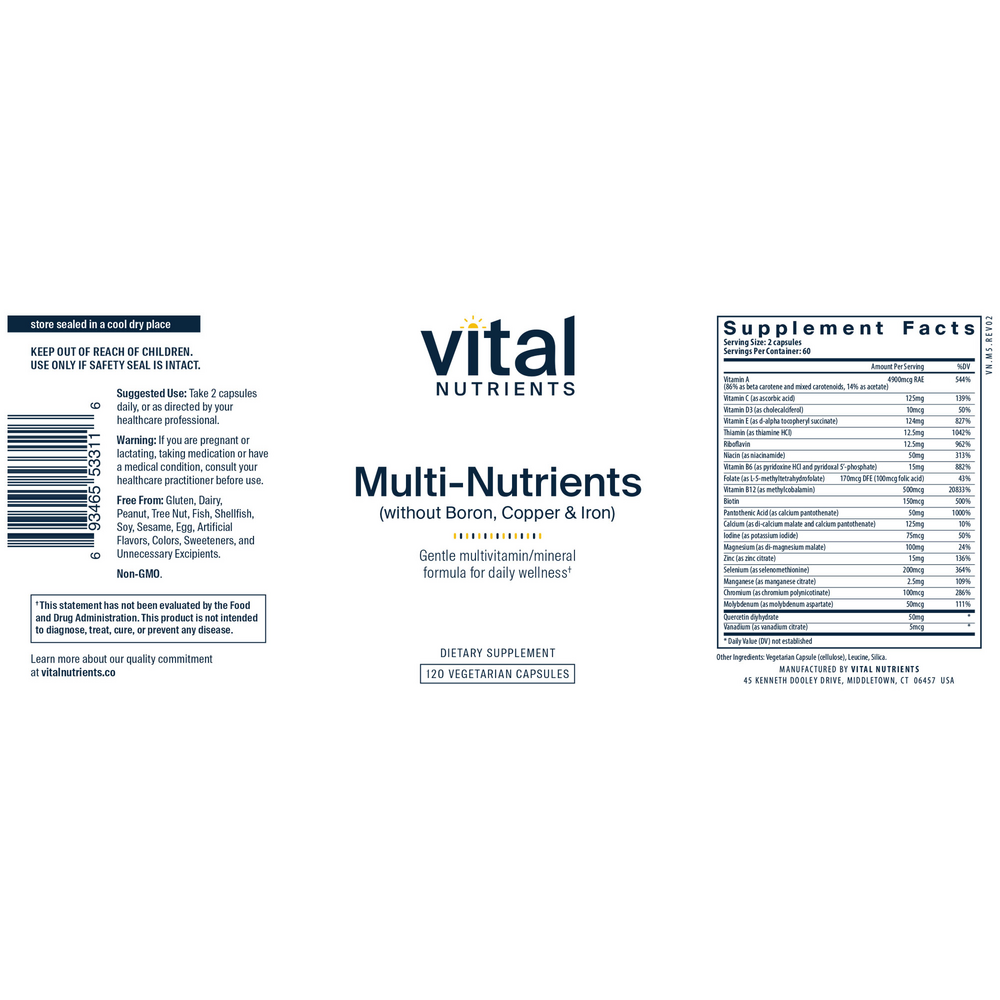 Multi-Nutrients 5 Ultra Antioxidant Formula (Boron, Copper, and Iron Free)