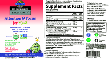 Dr. Formulated Brain Health Organic Attention/Focus Kids