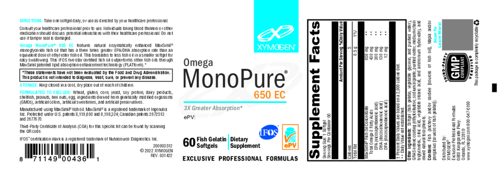 Omega MonoPure 650 EC Fish Oil