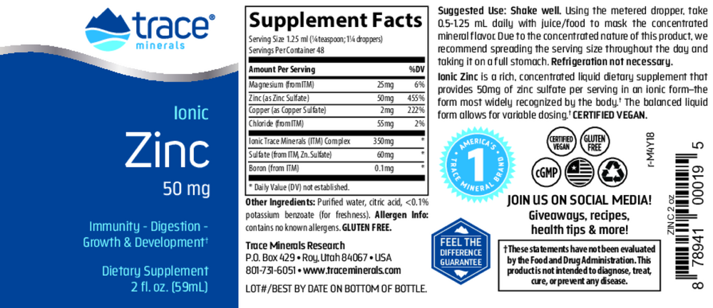 Liquid Ionic Zinc 50mg