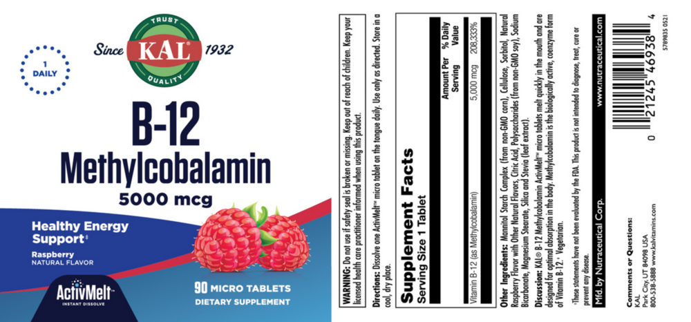 B12 Methylcobalamin 5,000 mcg Raspberry