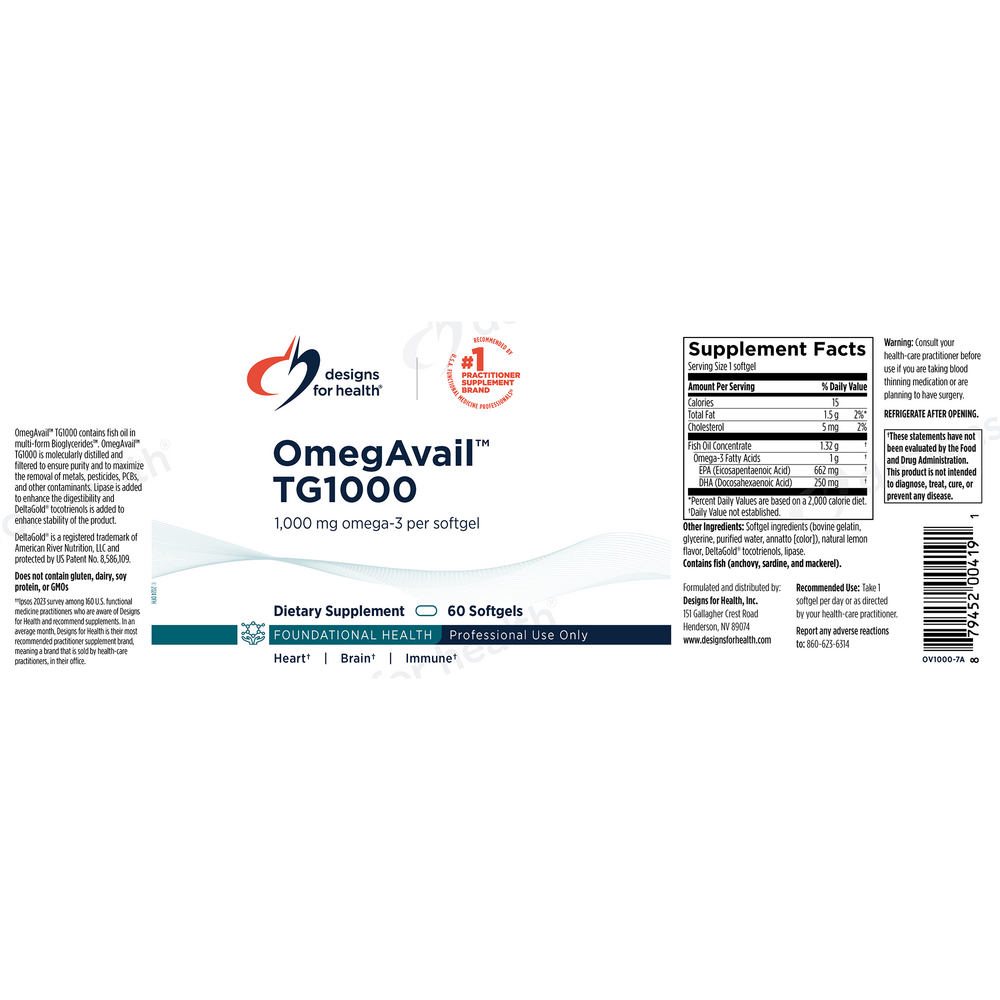 OmegAvail TG1000 Fish Oil
