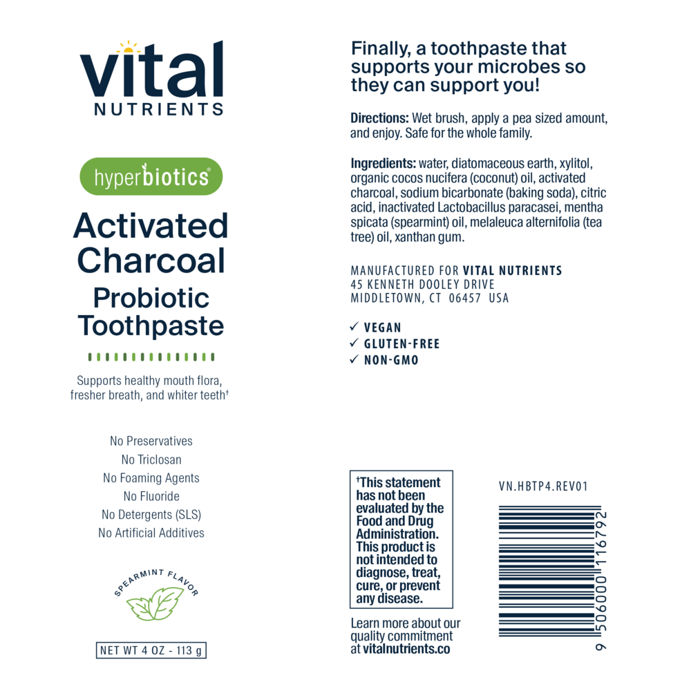 Hyperbiotics Activated Charcoal Probiotic Toothpaste