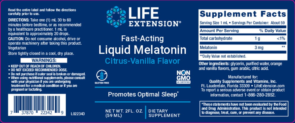 Fast-Acting Liquid Melatonin Citrus-Vanilla Flavor