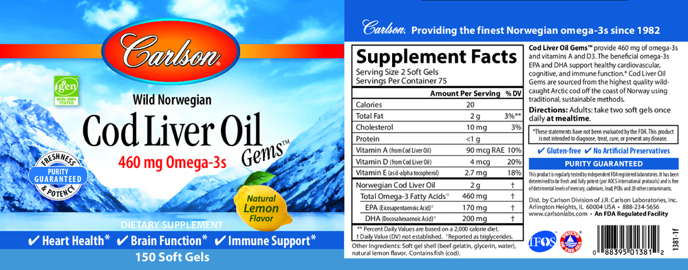 Cod Liver Oil Gems™ 460mg