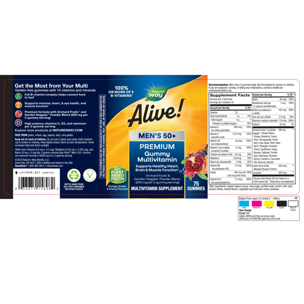 Alive Mens 50+ Premium Gummy Multi-Vitamin