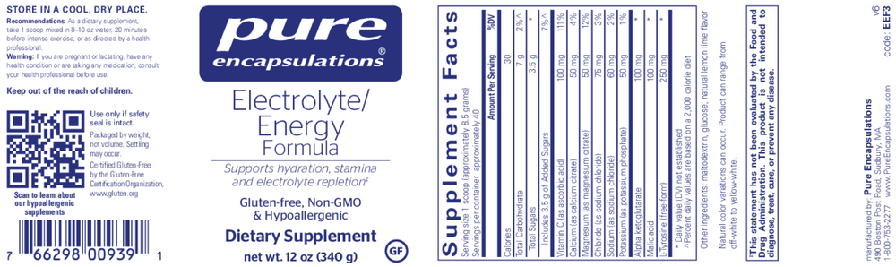 Electrolyte/Energy Formula