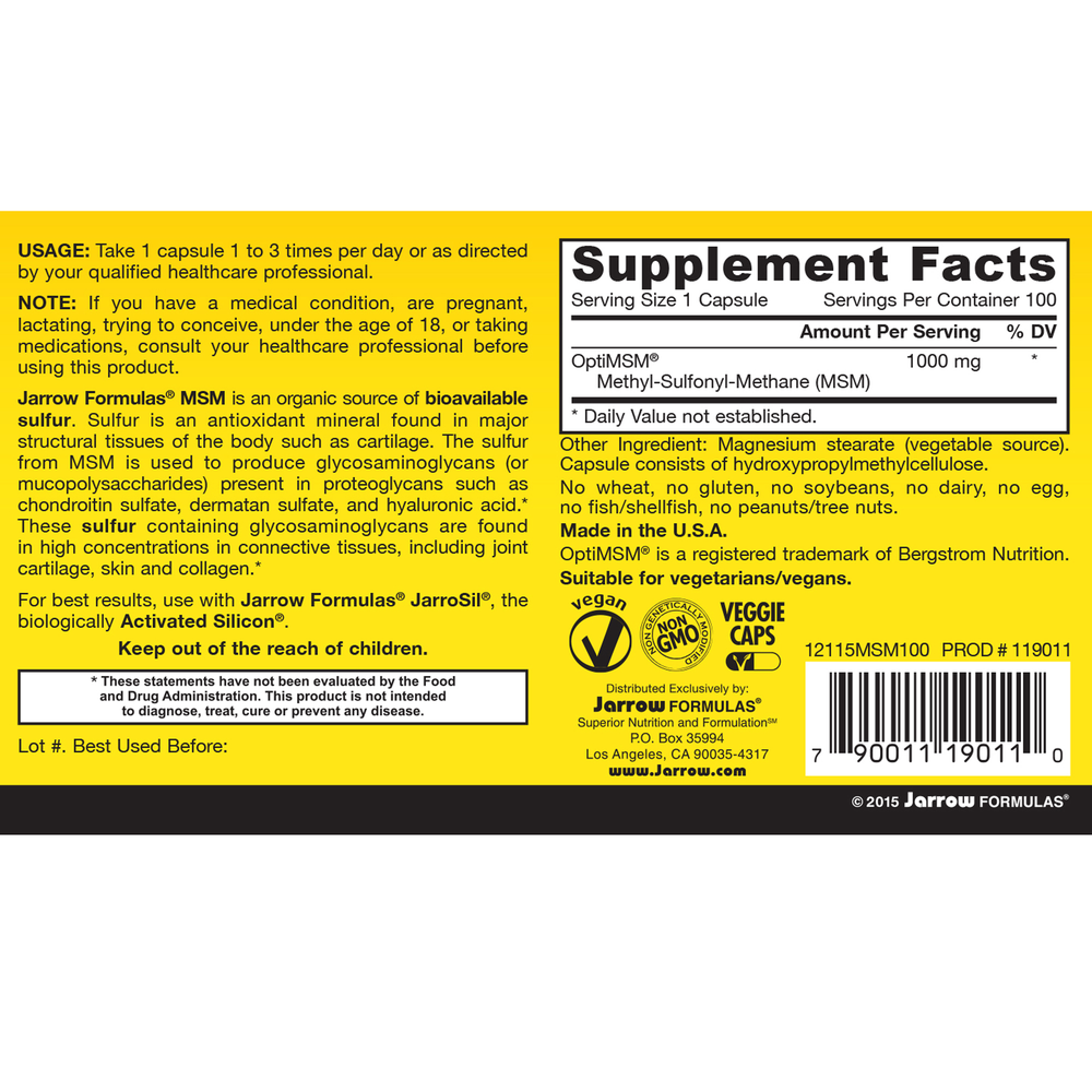 MSM Sulfur 1000mg