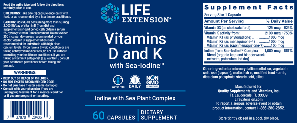 Vitamins D and K with Sea-Iodine