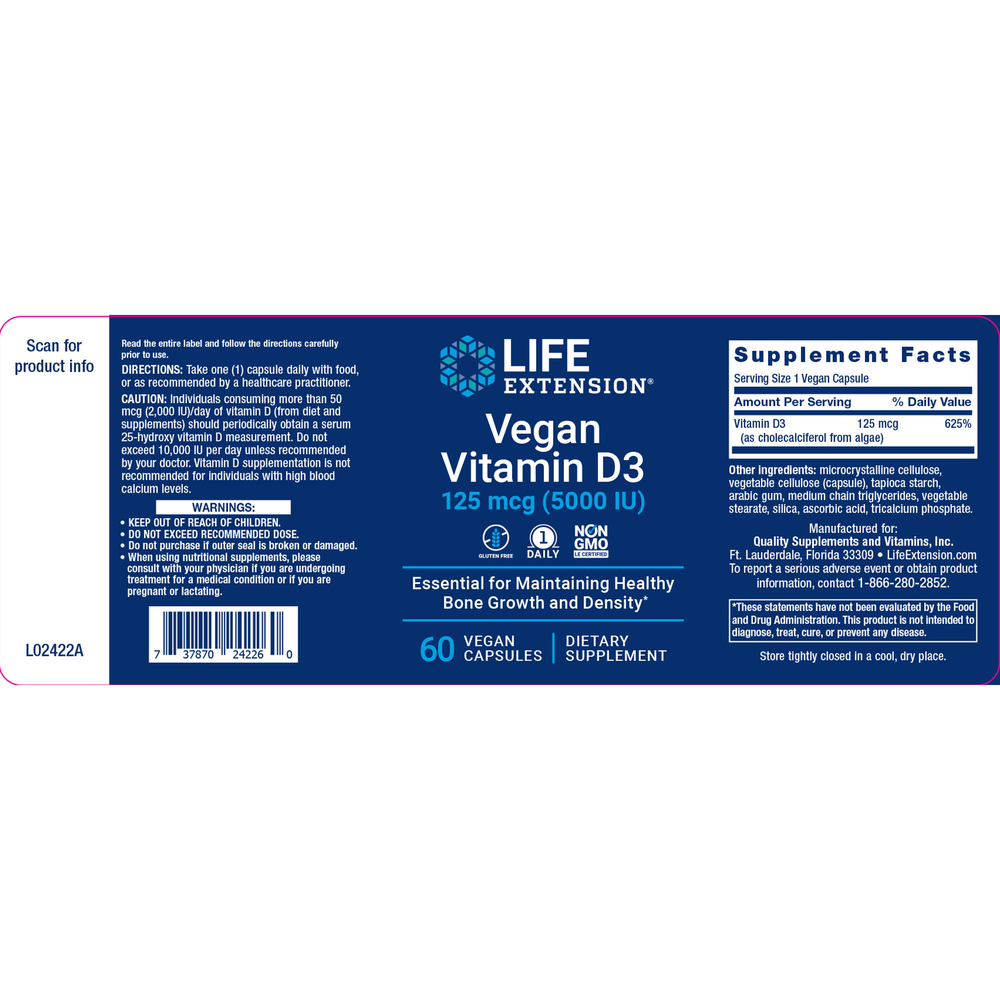 Vegan Vitamin D3 125 mcg (5000 IU)