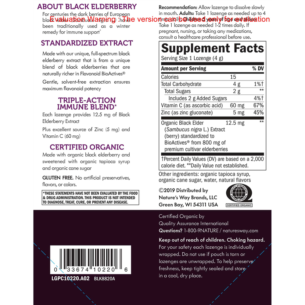 Sambucus Zinc Elderberry Lozenges