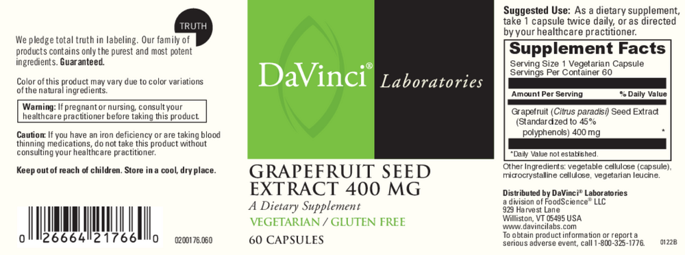 Grapefruit Seed Extract 400mg