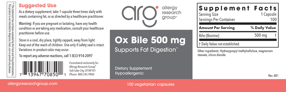 Ox Bile 500 mg Digest