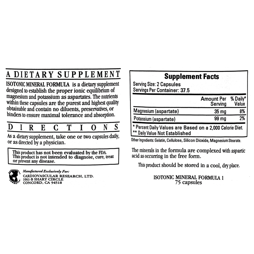 Isotonic Min. Formula (Mg/K Aspartate)