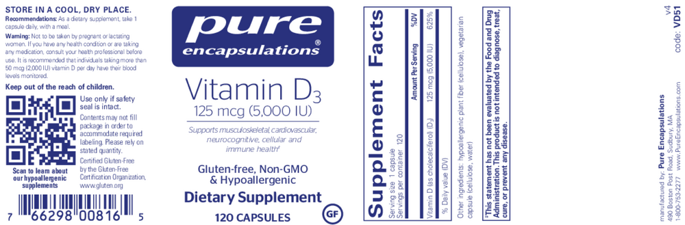 Vitamin D3  125mcg (5,000IU)